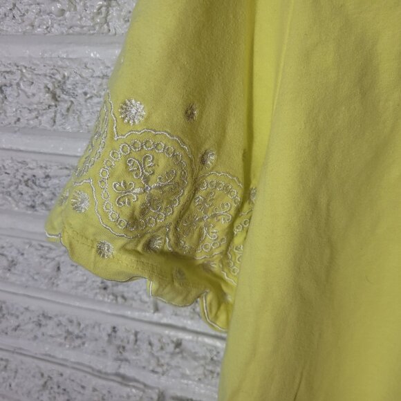 Jessica London Womens Top 26 28 Plus Tee Yellow Embroidered Cotton Blend YEL9E - Picture 6 of 9
